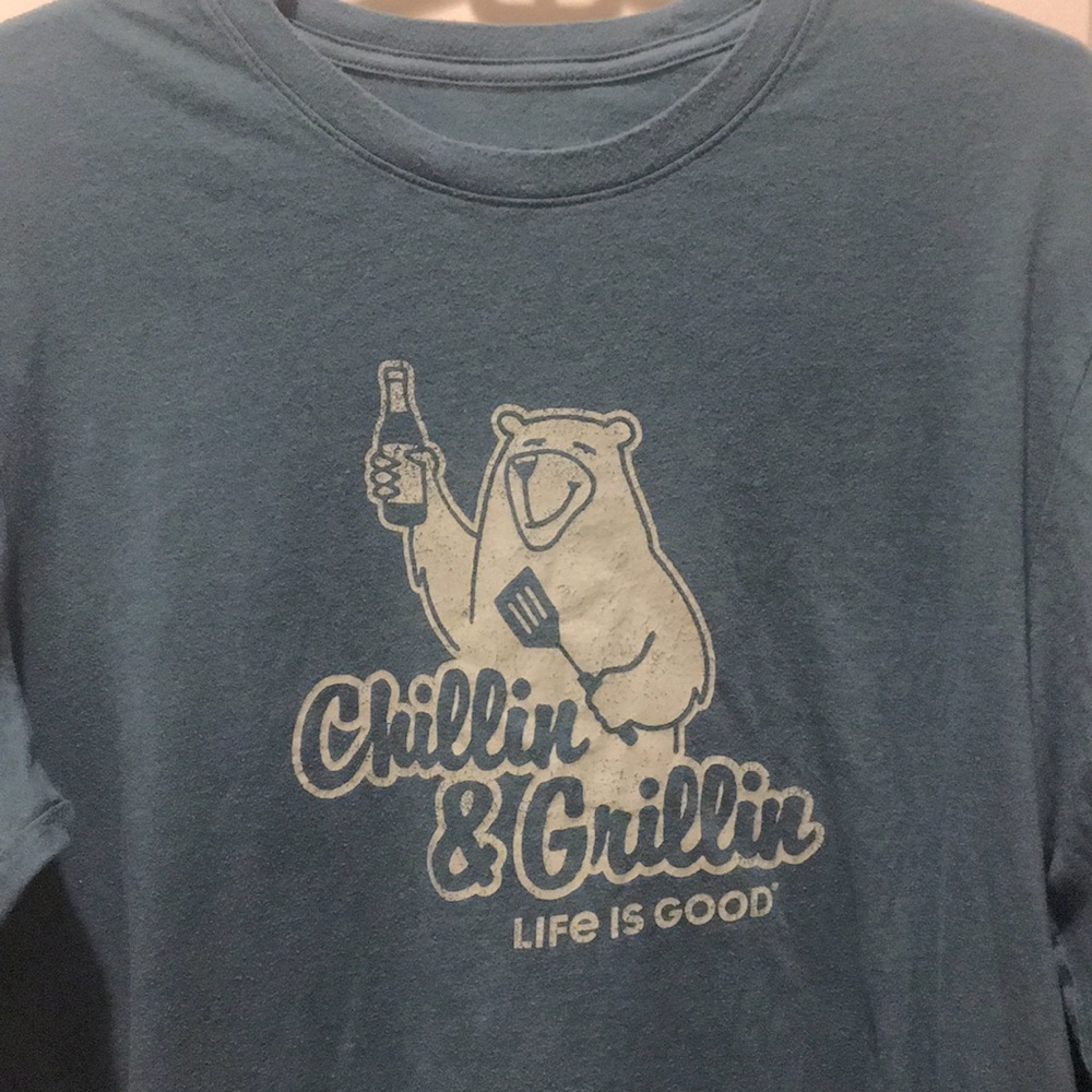 Life is Good Men’s “Chillin & Grillin” green long sleeve t-shirt size Large
